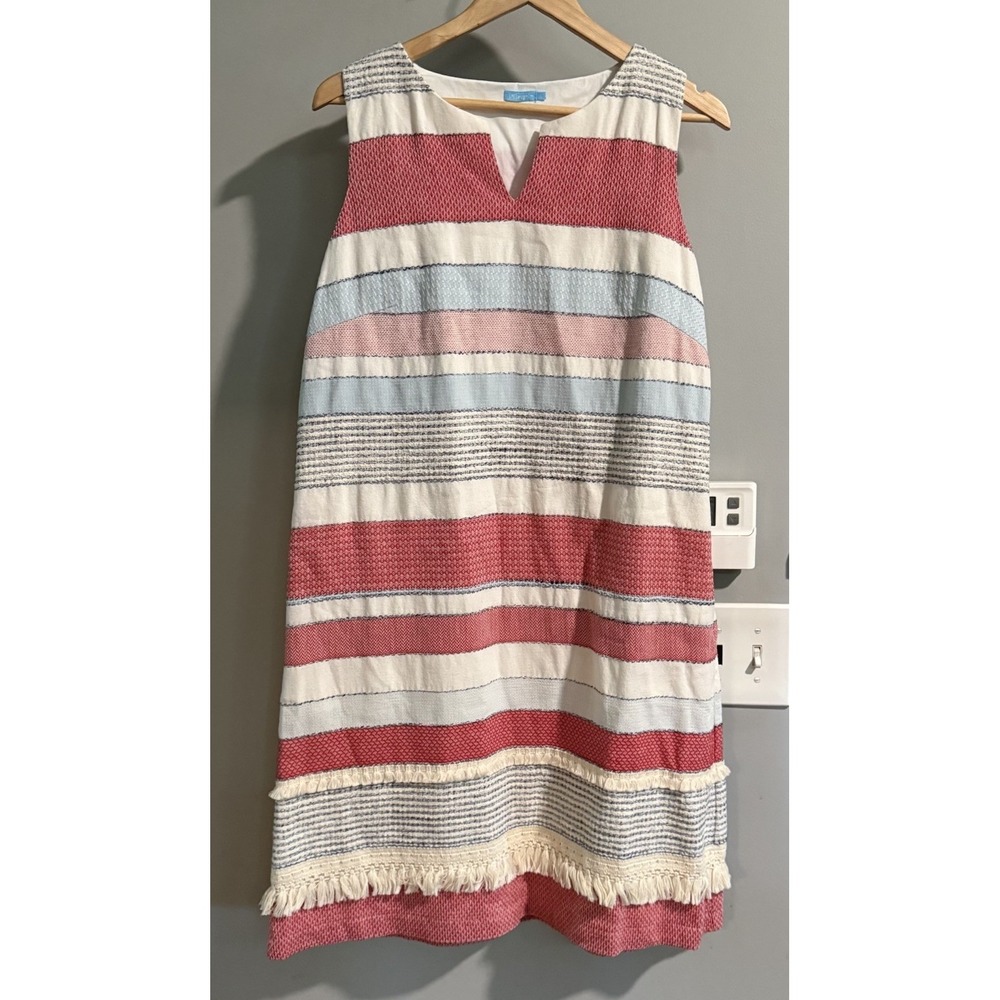 J McLaughlin Dress‎ Nautical Striped Pockets Lightweight Cotton Blend Large